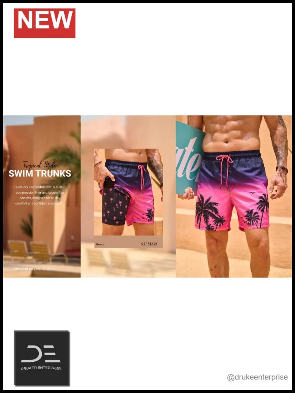 Men's Quick Dry Swim Trunks with Compression Liner 6
